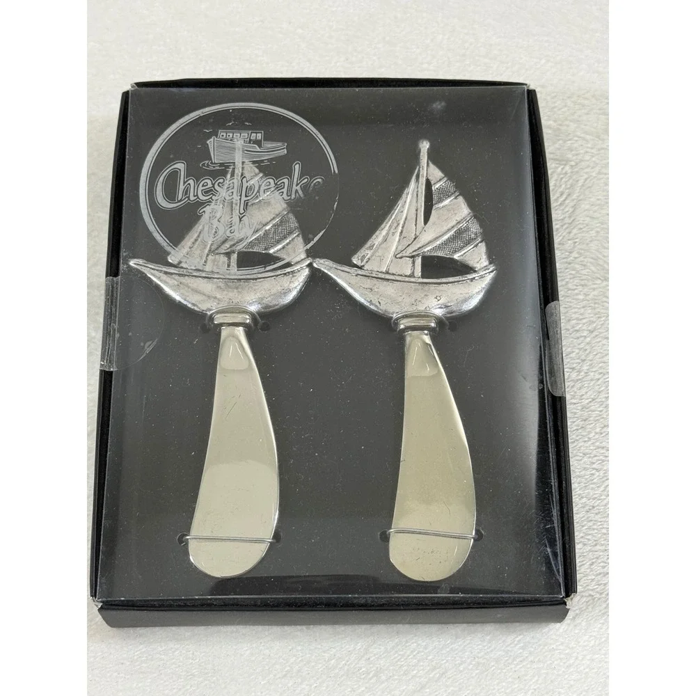 Chesapeake Bay Sailboat Cheese Spreaders Set of 2 Nautical Coastal Beach Gift